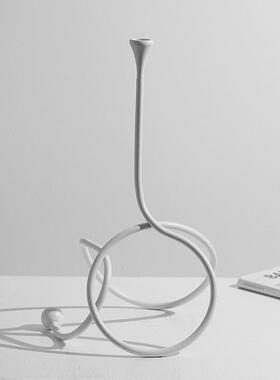 北欧蜡桌台样板间创意线条缠绕摆件客厅餐高级氛围艺QFY烛软术装