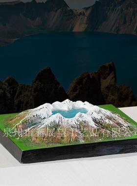 仿真地貌长白山天池模型树脂工艺品旅游纪念品地理建筑微景观摆件