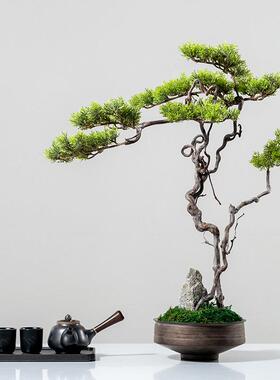 中YB-DZ-HY式盆装景仿真迎客松绿饰植入户玄关造饰景摆件客厅盆栽