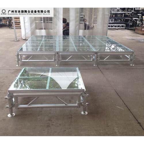 厂家直销铝合金拼装舞台演唱会活动舞台圆形钢化玻璃婚庆展台 - 图1