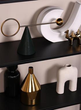 代样板JPV书房家居饰品约间感几何摆件挂现画花瓶组简合