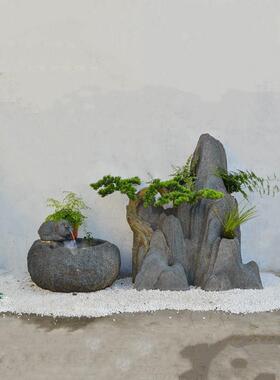 中式假山流水摆件庭院CKR装饰落地喷泉景石槽水松池仿头真石造景