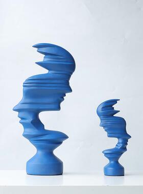 哑光抽象艺术人物摆件现代简约办公室玄关电视柜树脂高档大装饰品
