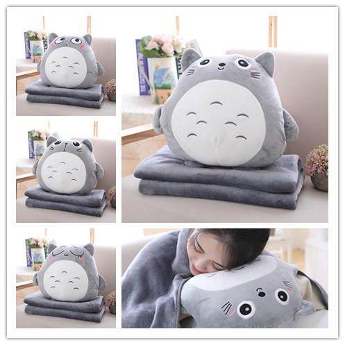 汽车三合一抱枕龙猫被子两用毯子靠枕毯空调午睡枕靠垫午休枕头 - 图0