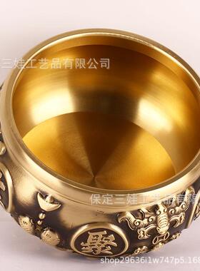 新款直销黄铜双鱼八福聚宝盆实心铜盆摆件铺开业礼品