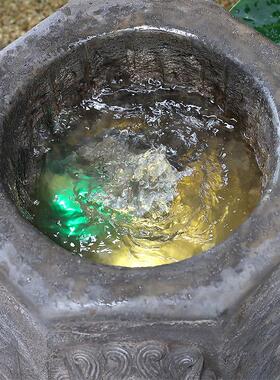 中式庭院假山流水景观鱼池花园布置创意貔貅喷泉造景装饰水池摆件