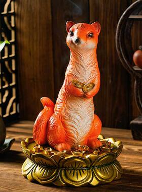 黄大仙真身像体神像摆件黄鼠狼雕像佛堂口黄财神招财家里桌面饰品