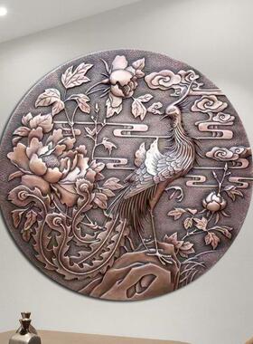 锻铜福字浮雕铸铜人物动物户外金属壁画影壁墙装饰紫铜牌匾字画