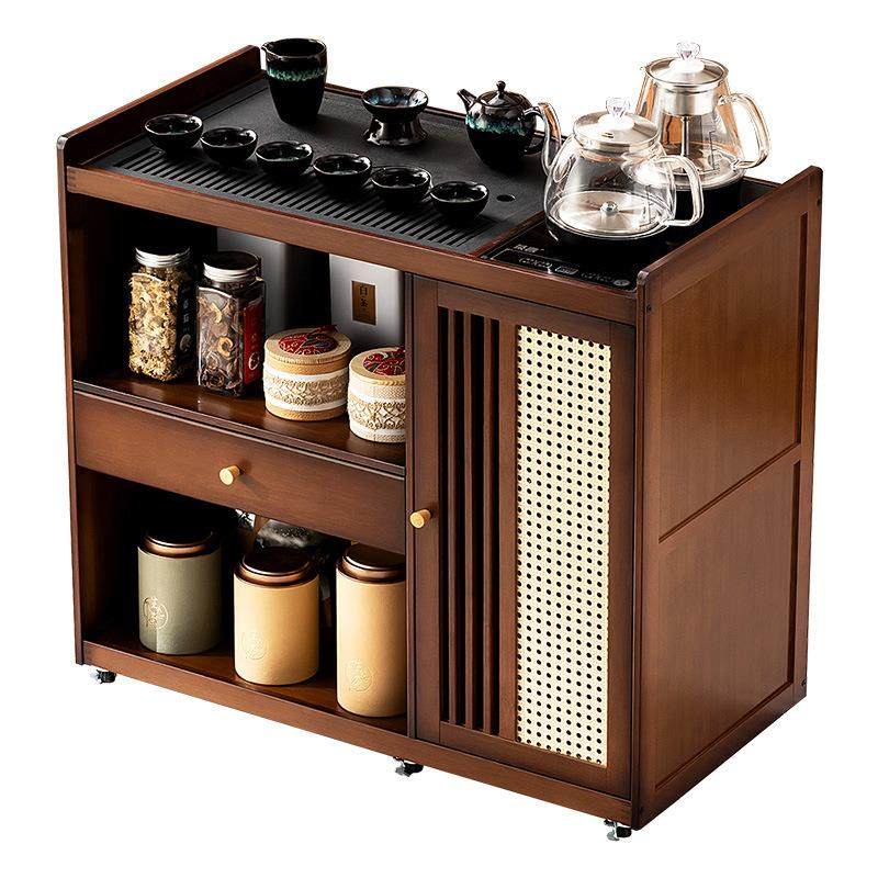 移动茶桌小茶台烧水壶一体家用茶水柜实木茶几茶车阳台煮泡茶桌子,淘宝优惠券,粉丝福利购,淘宝优惠卷