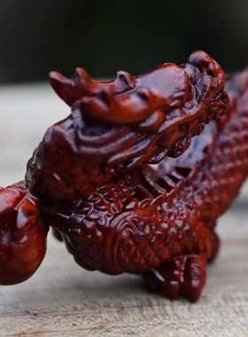 紫檀雕刻飞龙在天小摆件祥龙家居工艺品摆件龙摆件展柜办公室