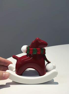 红色陶瓷小马摆件马到成功摇摇马新年氛围布置装饰马年吉祥物礼物