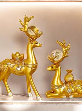 现代欧式金色福鹿酒柜房间办公室创意客厅摆件家居装饰葫芦工艺品