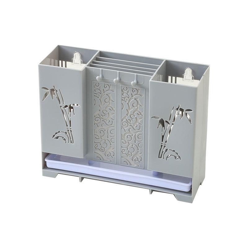 Wall-mounted chopstick barrel with drain tray, kitchen chopstick cage, drain rack, household chopstick barrel kitchen storage box
