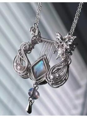 里拉琴绕线项链小红书爆款高级小众ins设计感文艺气质百搭锁骨链