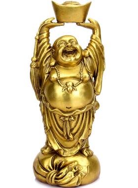 铜弥勒佛摆件 铜举手笑佛摆件 铜举元宝佛摆件家居用品
