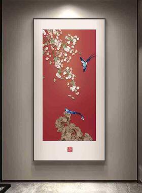 新款直销喜气盈门玄关装饰画新中式入户正对门挂画红色寓意好走廊