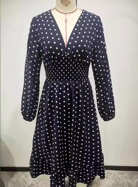 Women's Frenchy Style Polka Dot Print Ruffle Hem A Line