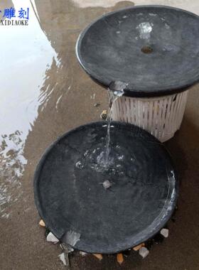 定做流水喷泉景观摆件青石水幕墙流水盆庭院天然石材鱼池水钵石盆