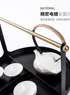 新中式现代约轻奢圆形茶几托盘盘茶软装简饰品收纳盘摆QS0358件厅