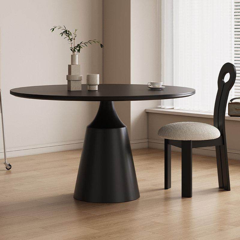 德利丰岩板圆桌意式现代简约圆形餐桌纯黑小户型家用高端吃饭饭桌,淘宝优惠券,粉丝福利购,淘宝优惠卷