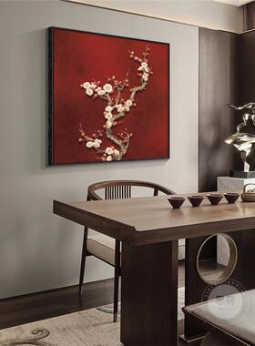 方形茶室书房壁画新挂画客厅中国风禅意背景墙花鸟中式装饰画玄关