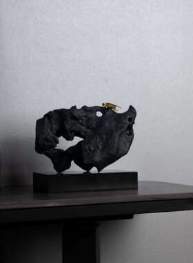 现代新中式创意假山太湖石摆件高端售楼处样板间玄关办公室装饰品