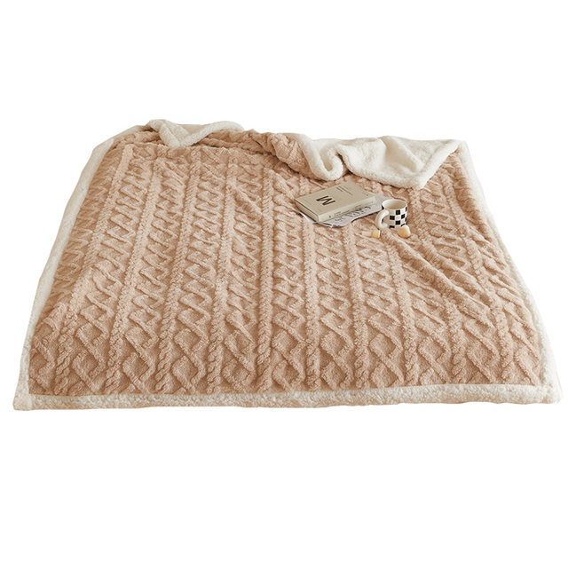 Thickened and warm coral velvet blanket carved double-sided velvet lamb velvet blanket single and double casual nap cover