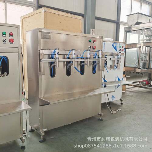 半自动食用油灌装机 4头润滑油洗衣液灌装设备柱塞式洗洁精灌装机 - 图1