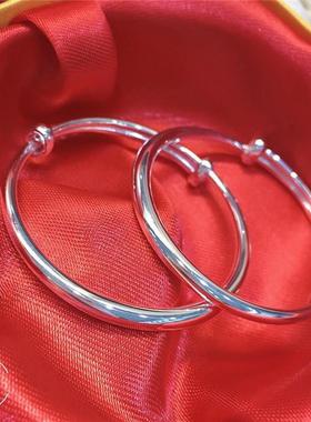 正品99足银推拉款宝宝手镯 月生孩子送礼银镯饰品宝宝满银镯9子