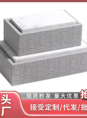 现轻奢大理石织纹皮革收纳首饰盒样板间别墅玄关梳妆台收纳摆件