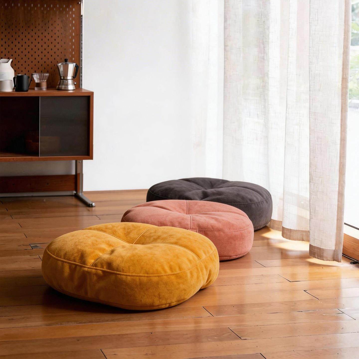 Fabric futon cushion for sitting on the ground, simple removable and washable tatami mat, bay window, living room and bedroom, thickened low stool