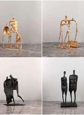 现代简约抽象铸铁人物雕塑艺术摆件客厅玄关书房电视柜家居装饰品