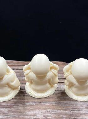 象牙果砂禅意三不小和尚创意摆件家居书房书柜桌面装饰工艺品摆设
