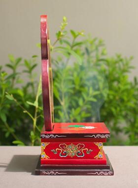 藏式实木佛像底座佛龛供桌家用供奉底座台彩绘菩萨神台财神爷佛台