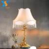 All-copper table lamp, French light luxury and elegant fabric living room lamp, bedroom pure copper bedside lamp, villa high-end decorative table lamp