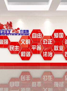 校园文化墙企事业单位党员活动室社会主义核心价值观背景布置墙贴