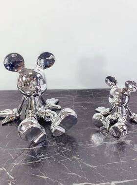 板简约现代卡通电3688镀老树鼠摆件样间儿童房卧室客厅桌脂面装饰