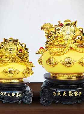 聚宝盆摆件招财聚财客厅可存钱罐家用金元宝装饰品摆设吉祥物礼品