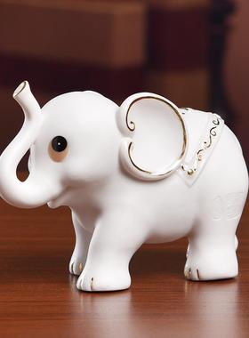 正品东方泥土陶吉瓷象如意象一象对摆 家居件客厅电视柜装饰小工
