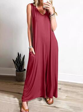 Women's pocket jumpsuit thin women's jumpsuit
