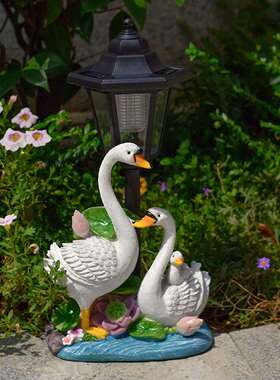 跨境仿家景三YJSKTE口鹅户外庭院真太阳能一灯花园造别墅路径装饰