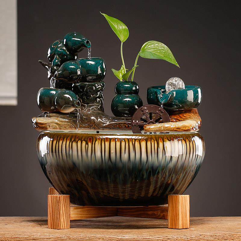 景德镇陶瓷鱼缸配件流水喷泉家用小金鱼缸自动循环增氧过滤造景,淘宝优惠券,粉丝福利购,淘宝优惠卷