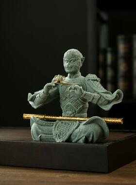 齐天大圣孙悟空摆件鱼缸造景盆景假山装饰品国风青砂石茶宠高级感