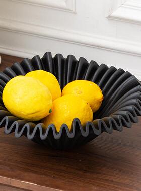 艺术果盘客厅茶几家用餐桌收纳盘不规则褶皱边复古装饰摆件托盘