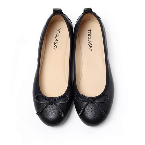 正品植鞣制 黑 鹿纹羊3皮 真皮芭蕾物舞平底鞋色妈妈鞋大码女鞋41 - 图3