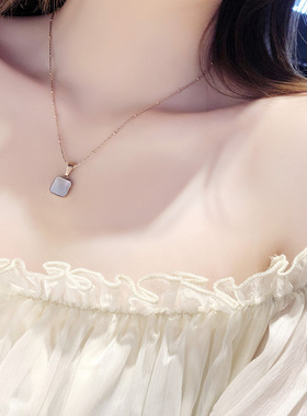 玫瑰金韩版热销贝壳项链钛钢项链