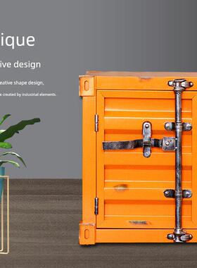 工业风金属床头柜集装箱储物箱咖啡屋服装店橱窗摆件陈列品收纳箱