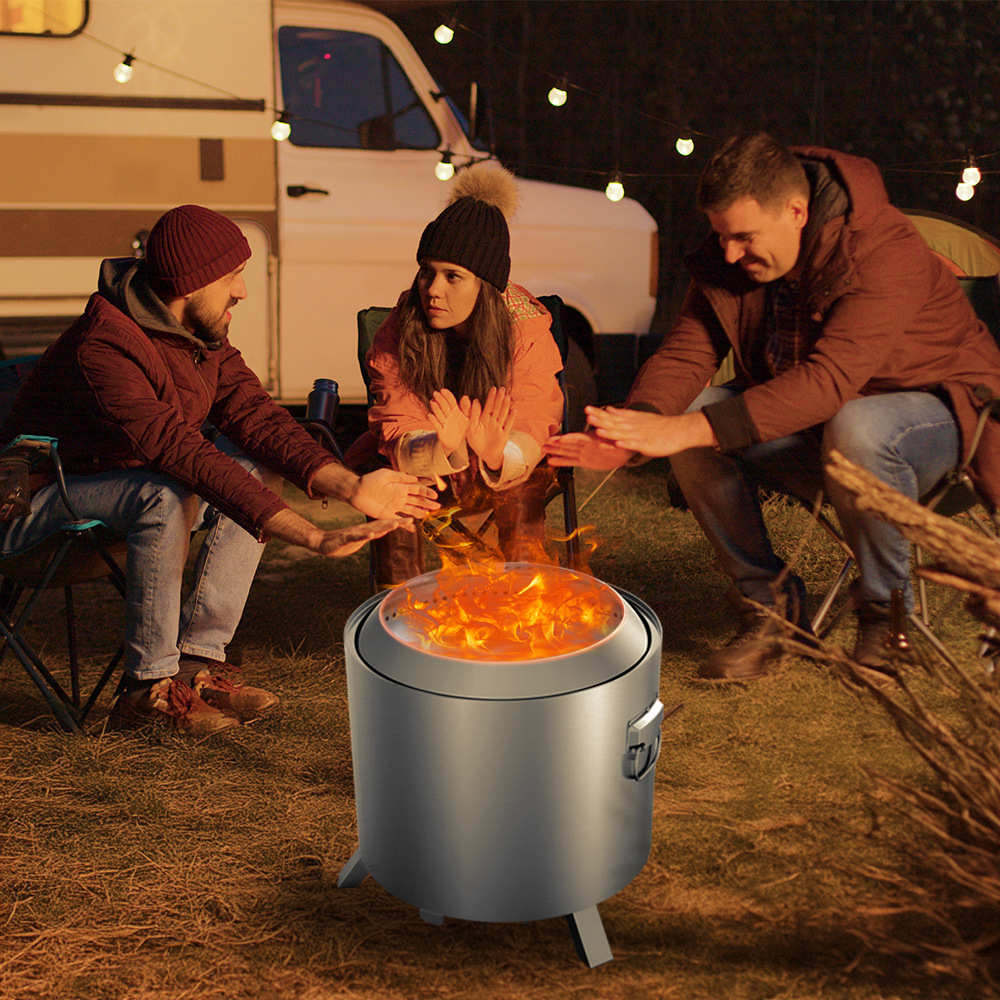 新款无烟柴火炉户外野营篝火炉不锈钢一体火炉庭院无烟烧烤炉 - 图3