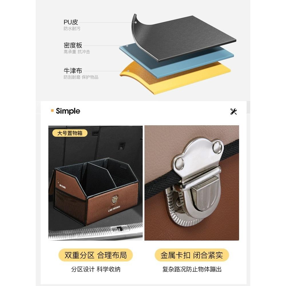LINE FRIENDS汽车后备箱收纳箱卡通车载储物箱露营大号整理箱折叠-图1