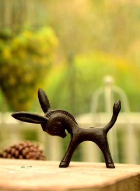 zakka 花园杂货 铸铁俏皮小毛驴摆件 装饰欧式动物 纸镇